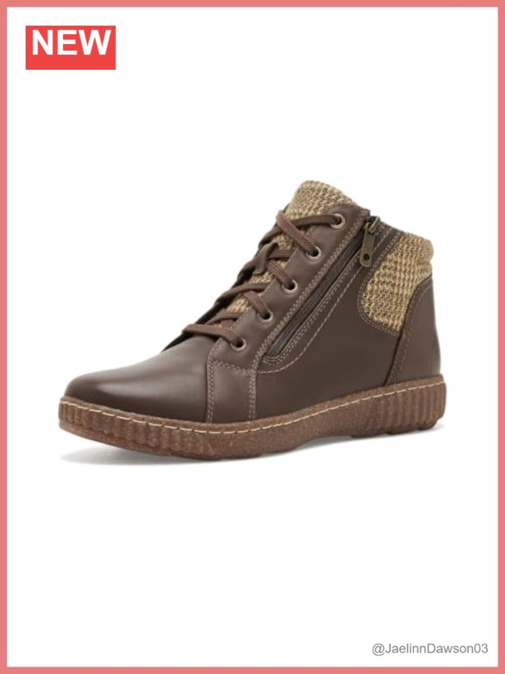 Clarks Women's Ankle Bootie Leather Lace-Up Zip Chunky